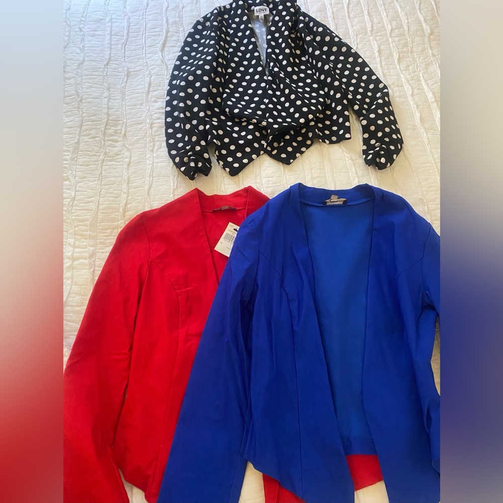 Stylish Red Blue Polkadot Women's Jackets